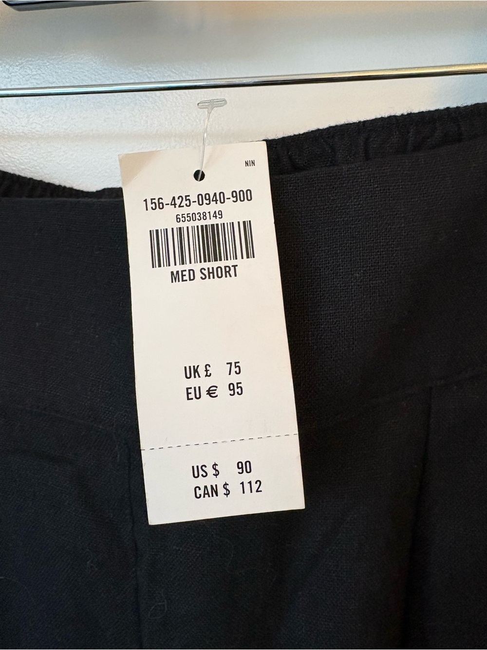 Abercrombie & Fitch Black Linen Blend Pull On Wide Leg Pants Medium SHORT NWT - Picture 4 of 5